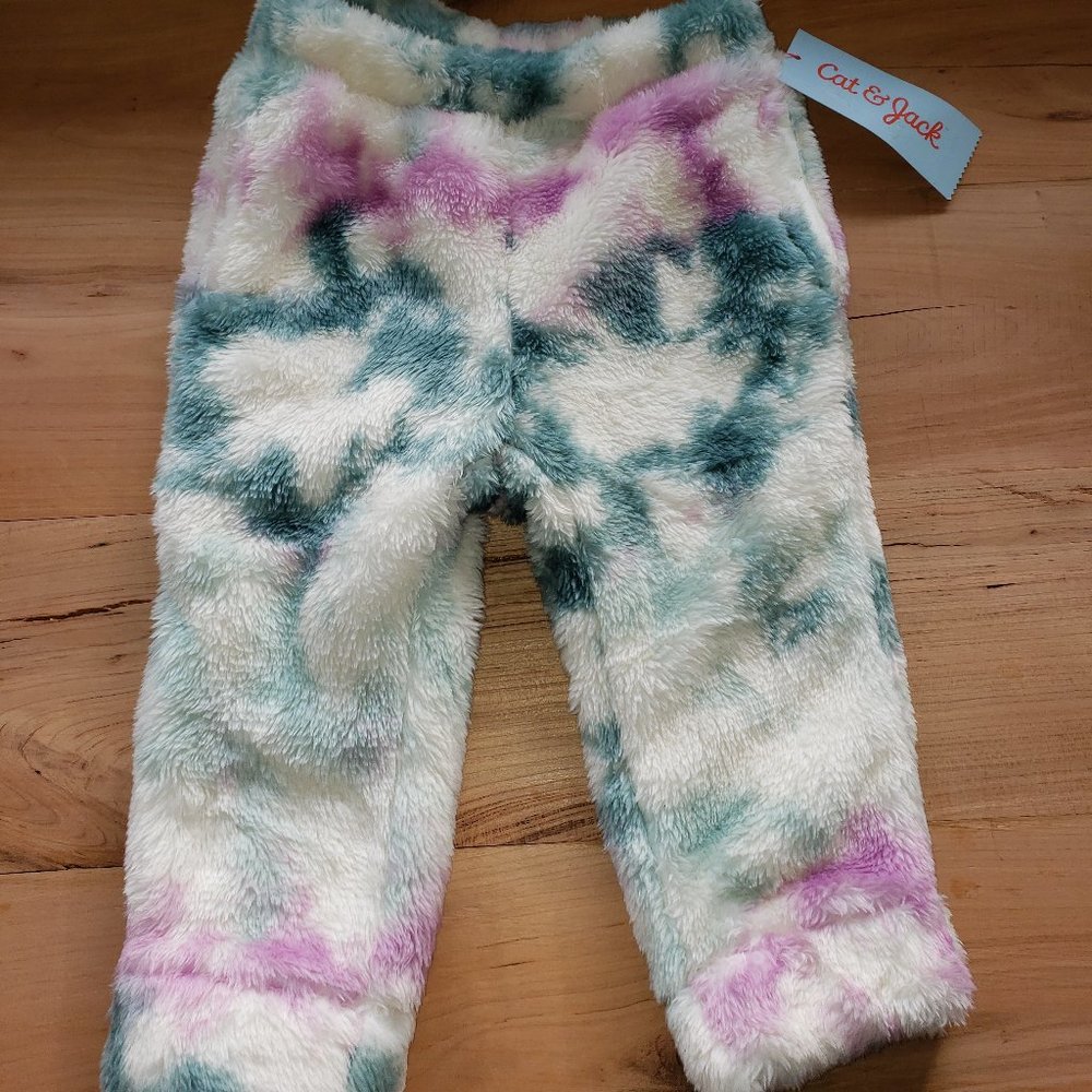 Girls Sherpa Teal/Purple  Tie-Dye Pants